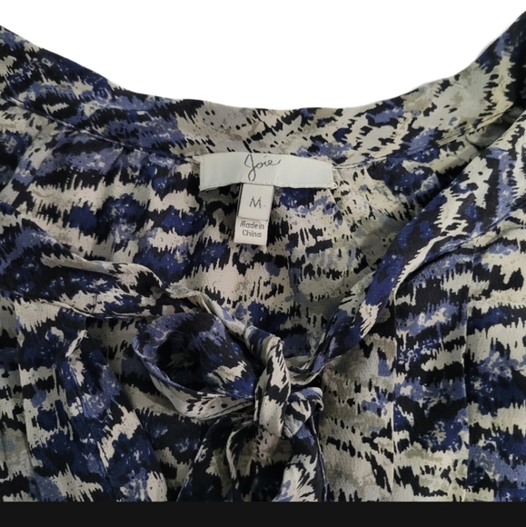 Joie Women's M 100% Silk Blouse Top Blue & Gray - Picture 3 of 9